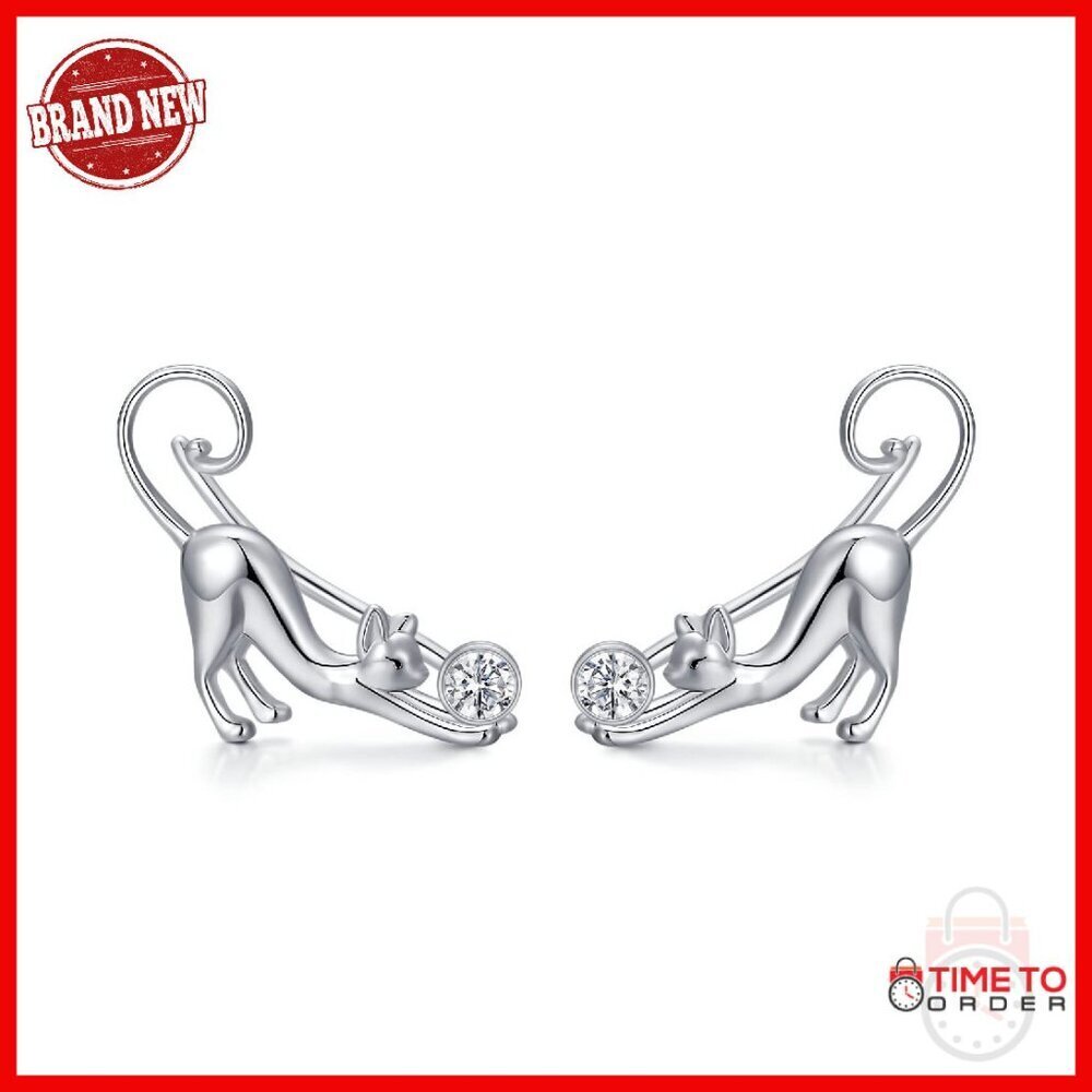 Sterling Silver Climber Earrings, 925 Silver, Hypoallergenic, Gift for Women